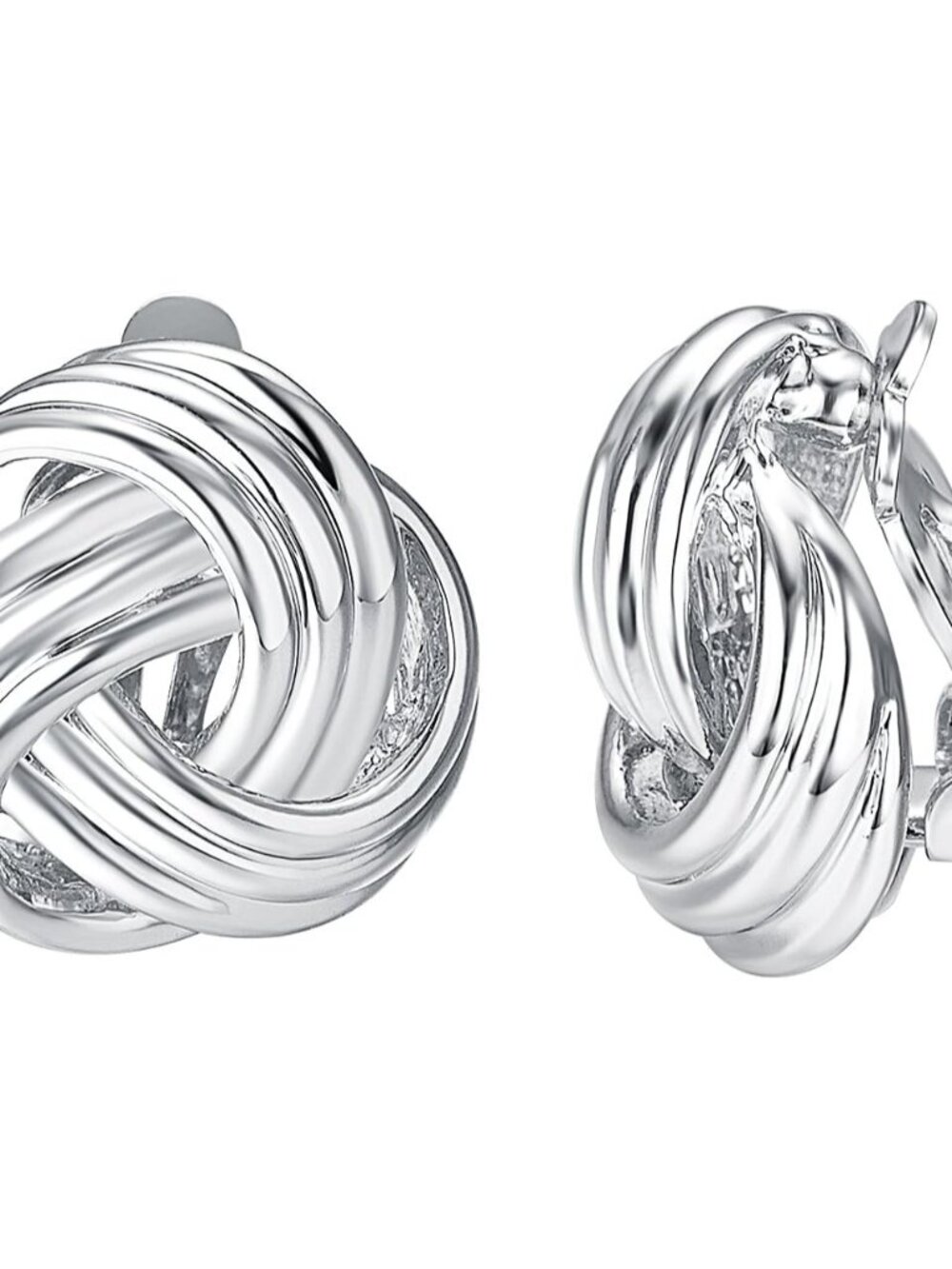 Knot Multicolor Clip on Earrings For Women Silver and gold Plated Large Non Pier